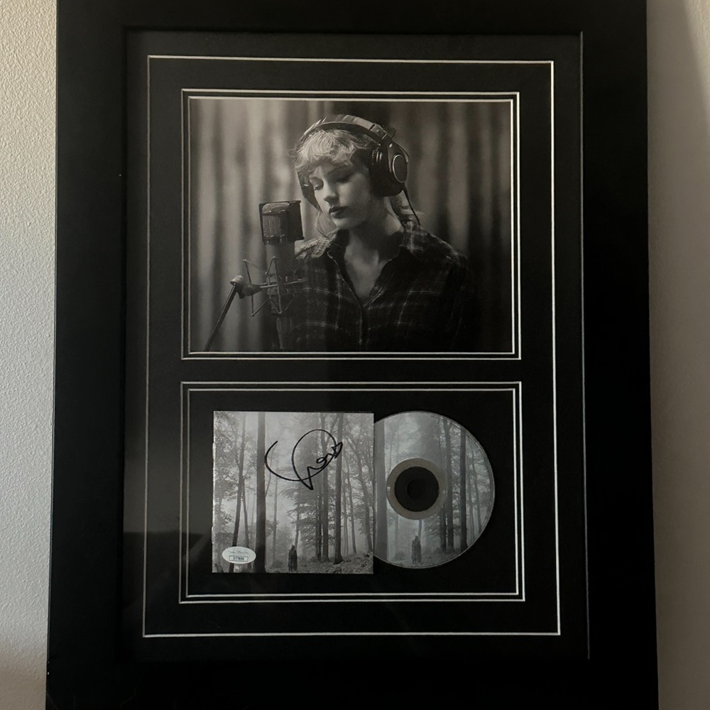 Taylor Swift Authentic Framed Autographed Folklore CD and Photo Display